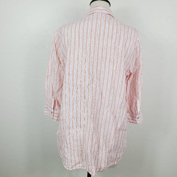J. Jill Love Linen Striped Button-Front Tunic Top - Picture 4 of 6